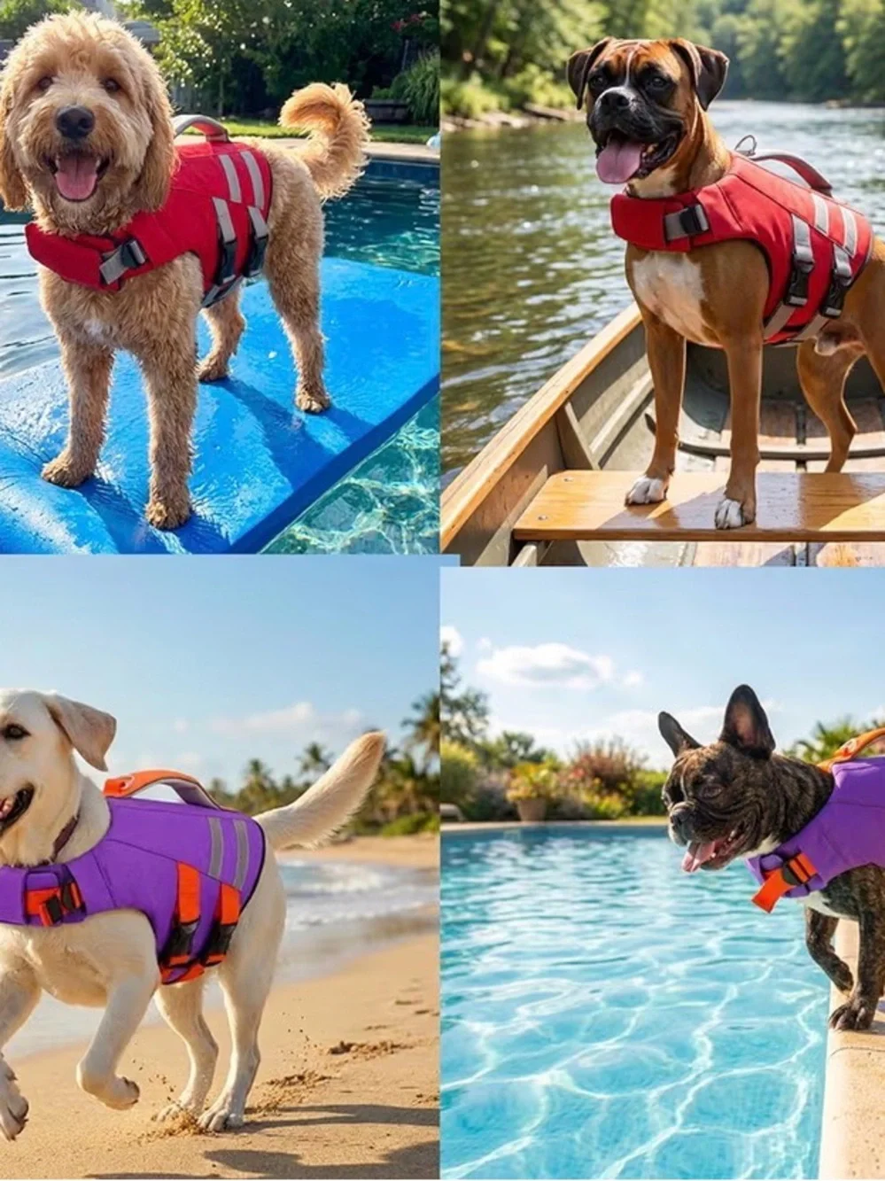 Red Reflective Dog Life Jacket with Secure Grab Handle